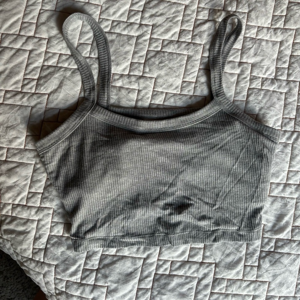 ALO Yoga Gray Ribbed Crop Top